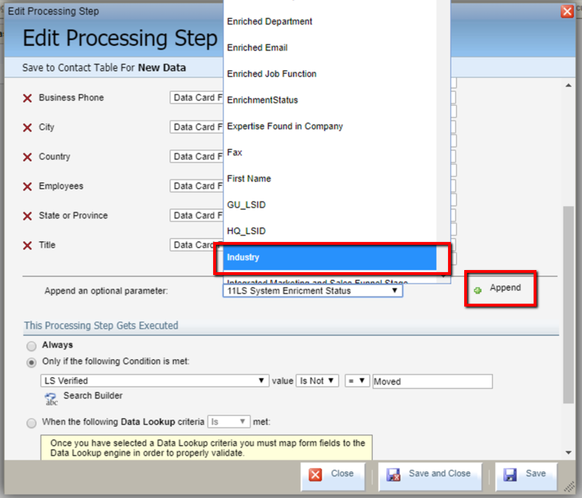 Eloqua: Append Leadspace Data from CDO Fields to Contact Record